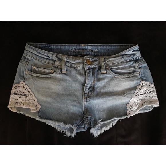 Jean shorts with lace sides Clearance